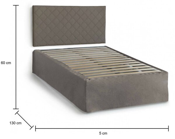 Letto piazza e mezza Anas, adatto a materasso da Cm 120x190, Tortora
