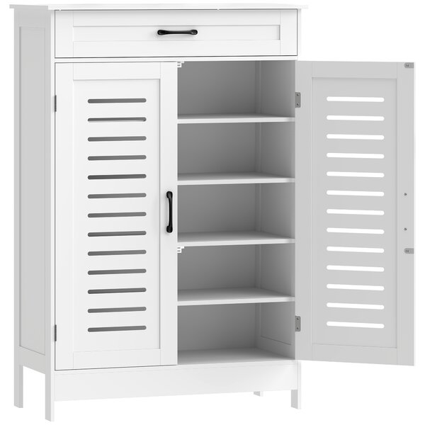 HOMCOM Mobile Scarpiera con Ante a Griglia Cassetto e Ripiani Regolabili per 20 Paia di Scarpe, 78x37x115,8 cm, Bianco | Aosom Italy