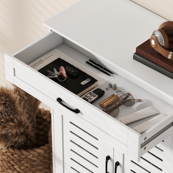 HOMCOM Mobile Scarpiera con Ante a Griglia Cassetto e Ripiani Regolabili per 20 Paia di Scarpe, 78x37x115,8 cm, Bianco | Aosom Italy