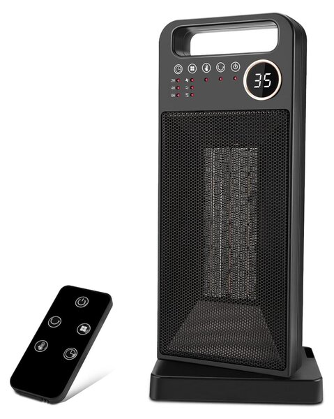 Stufa ventilata in Vetroceramica, 2000 W, modello ECO, con telecomando e oscillazione a 70°