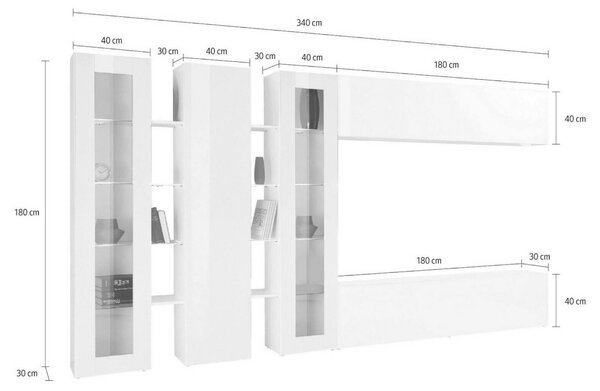 Mobile soggiorno classico 340cm antracite - Atta