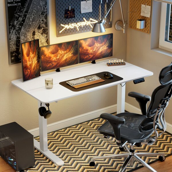 Vinsetto Scrivania elettrica regolabile in altezza per computer, 140x70x116 cm, Bianco | Aosom Italy