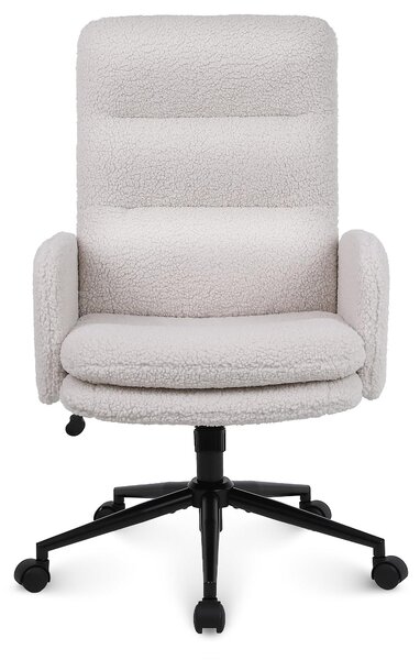Sedia da scrivania con schienale alto, in cachemire, regolabile in altezza, color crema