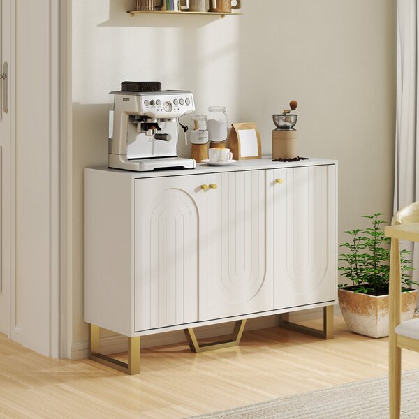 HOMCOM Buffet per soggiorno con ante e ripiano regolabile, 106,5 x 35 x 77,5 cm, bianco | Aosom Italy