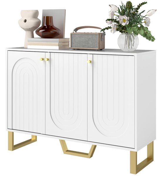 HOMCOM Buffet per soggiorno con ante e ripiano regolabile, 106,5 x 35 x 77,5 cm, bianco | Aosom Italy