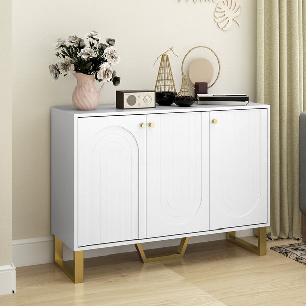 HOMCOM Buffet per soggiorno con ante e ripiano regolabile, 106,5 x 35 x 77,5 cm, bianco | Aosom Italy