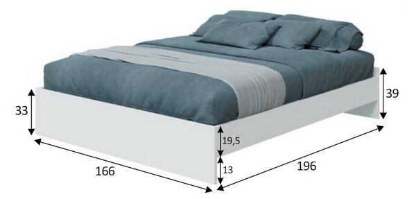 Letto matrimoniale bianco 196x166cm - Adia