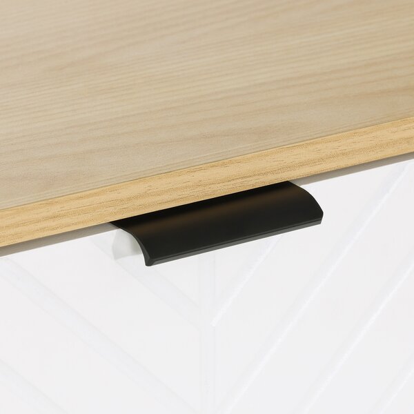 HOMCOM Mobile basso contenitore 2 armadi 3 porte motivo chevron ripiani regolabili in altezza 91,5 x 35 x 77,4 cm legno naturale | Aosom Italy