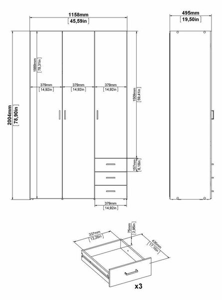 Guardaroba con appendiabiti bianco lucido 115x200h cm - Aquilone