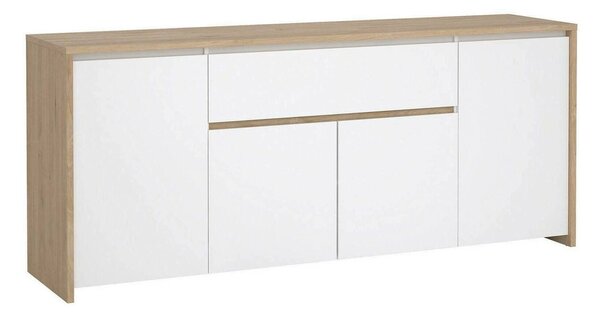Credenza rovere e bianco lucida 197x48x83h cm 4 ante e 1 cassetto - Basile