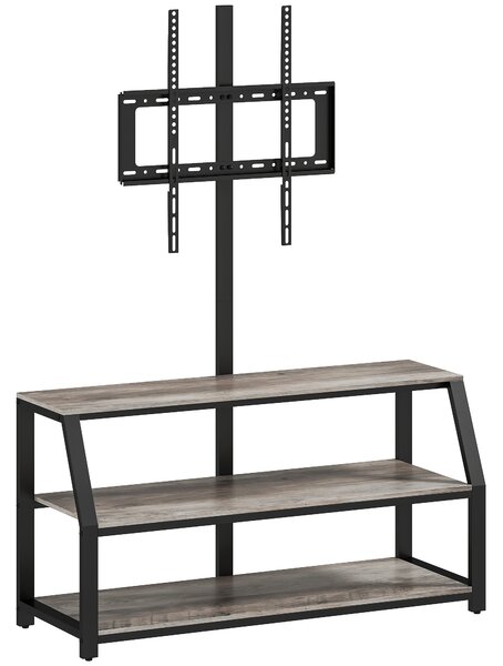 HOMCOM Mobile TV con staffa per TV fino a 183 cm, mobile TV con 2 ripiani aperti, 110x43x150cm, grigio | Aosom Italy