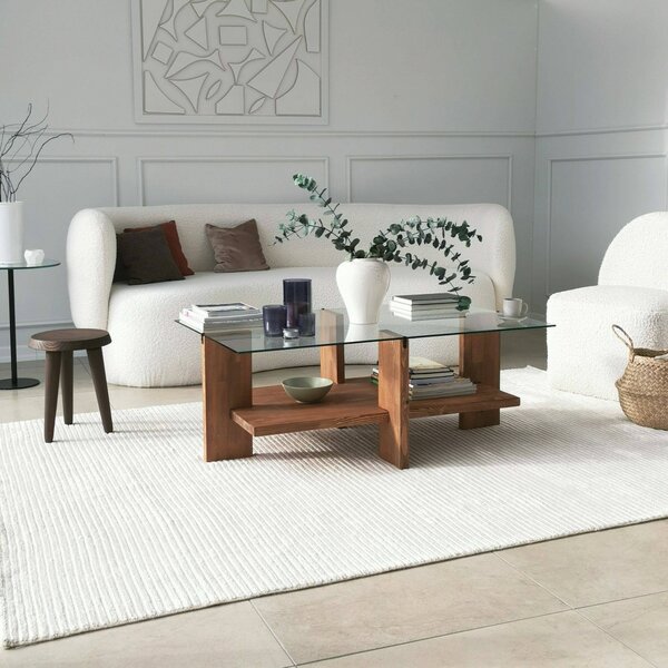 Tavolino da Salotto Marrone Noce Portariviste un Vano 105x60x40h cm, Forma Rettangolare - Tomiri