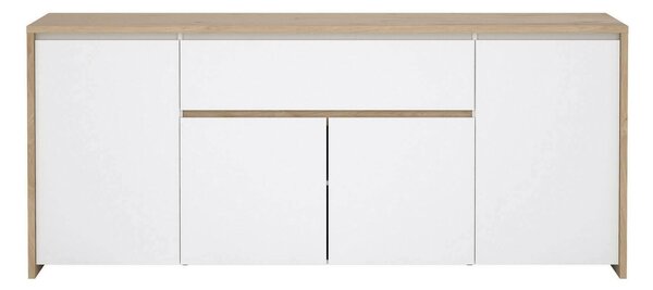 Credenza rovere e bianco lucida 197x48x83h cm 4 ante e 1 cassetto - Basile