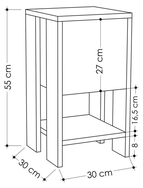 Comodino in legno bianco 30x30x55h cm - Filippa