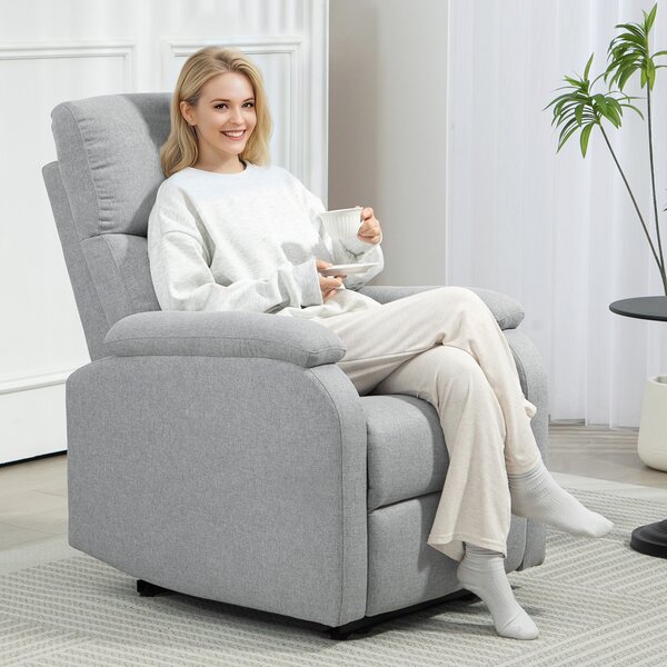 HOMCOM Poltrona relax reclinabile con schienale regolabile, poggiapiedi e poltrona imbottita per soggiorno, Grigio | Aosom Italy