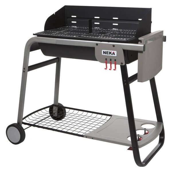 Barbecue a carbone con ruote, dimensioni 120 x 58,5 x 95 cm, colore nero/grigio