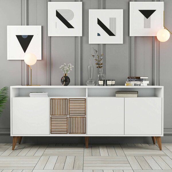Credenza bianca 180x35x78h cm 4 ante - Benjamin