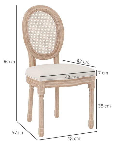 HOMCOM Set da 2 sedie da pranzo e cucina, design vintage, effetto intreccio viennese, 48x57x96 cm, Naturale e Crema | Aosom Italy
