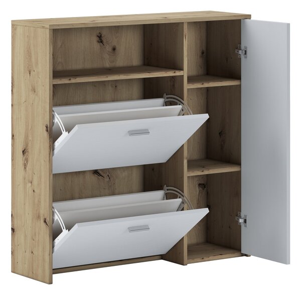 Mobile da ingresso da parete 3 ante rovere e bianco 91x94h cm - Scultore