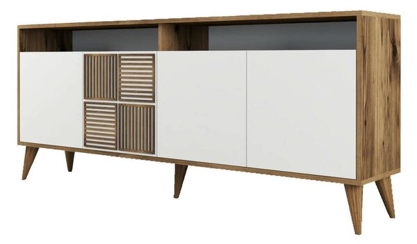 Credenza noce e bianca 180x35x78h cm 4 ante - Jole