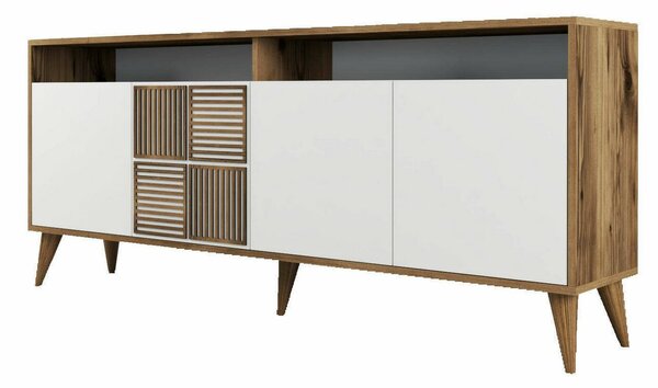 Credenza noce e bianca 180x35x78h cm 4 ante - Jole