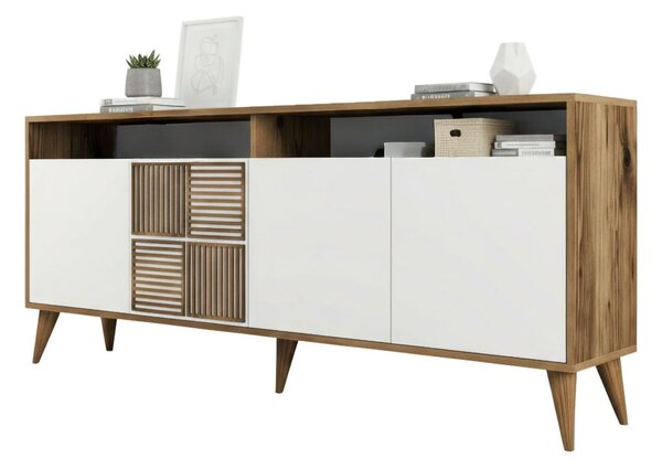 Credenza noce e bianca 180x35x78h cm 4 ante - Jole
