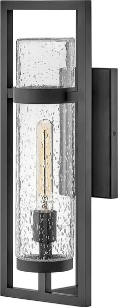 Lampada da parete per esterni in alluminio vetro IP44 nero E27 design vintage
