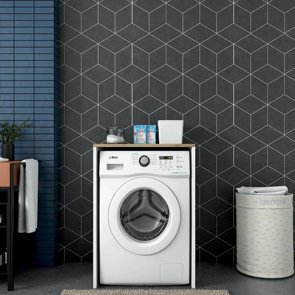 Armadio Multiuso Grande Marrone Noce Bianco un Ripiano Vano per Lavatrice 65x92h cm, un Vano - Boris