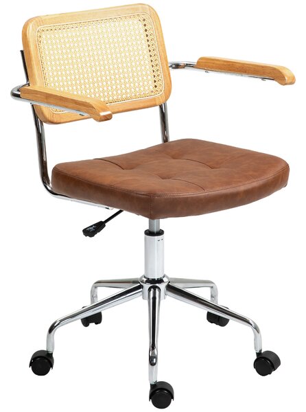 HOMCOM Sedia da ufficio poltrona girevole funzione inclinabile regolabile in altezza seduta girevole 60B x 55,5T x 82-90H cm marrone | Aosom Italy