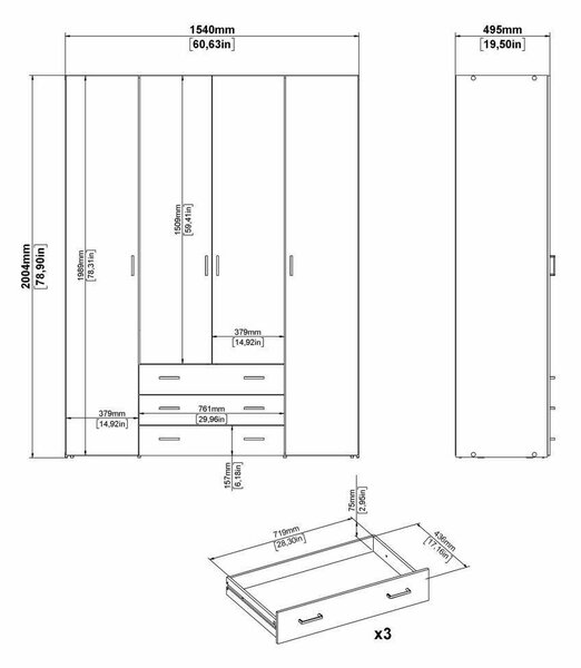 Cabina armadio in legno bianca lucida 154x200h cm - Amoruccio