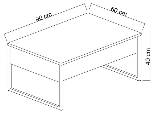 Tavolino soggiorno rettangolare antracite e oro 90x60x40h cm - Lavinia