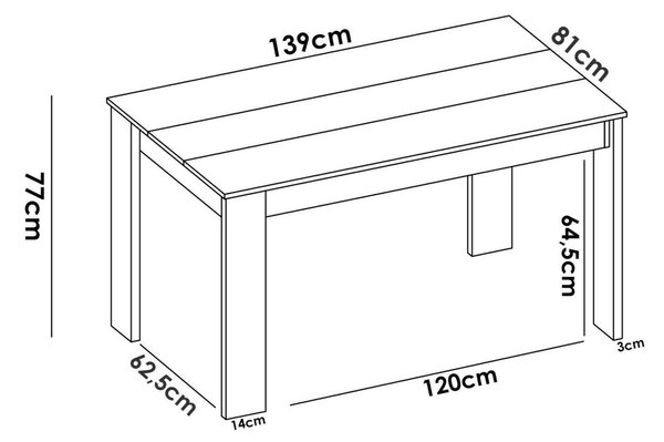 Tavolo legno rettangolare 6 posti 138x81cm - Alois