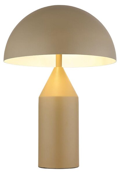 Lampada da tavolo, metallo color sabbia, 2 fiamme, H 39 cm