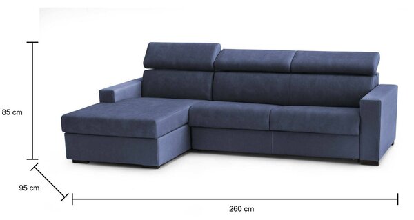 Divano letto reclinabile blu 260x95cm - Aloet