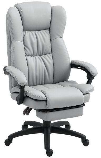 Vinsetto Sedia girevole regolabile con poggiapiedi, poggiatesta e funzione massaggio, 68,5x68,5x113-121 cm, Grigio chiaro | Aosom Italy