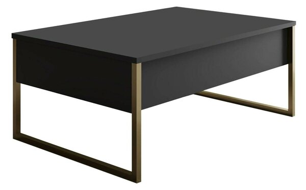 Tavolino soggiorno rettangolare antracite e oro 90x60x40h cm - Lavinia