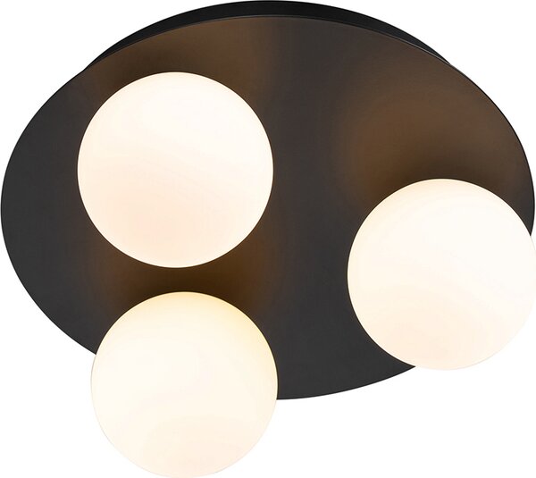 QAZQA - Bagno moderno I bagno plafoniera esterna I plafoniera I lampada I apparecchio nero 3 luci - Cederic I illuminazione esterna - acciaio rotondo - LED adatto G9