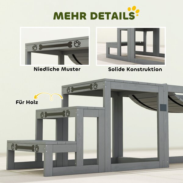 PawHut Set Agility per cani 3 pezzi Attrezzatura Agility con ponte, scala, piattaforma, legno di abete, 117 x 50 x 56 cm, Grigio | Aosom Italy