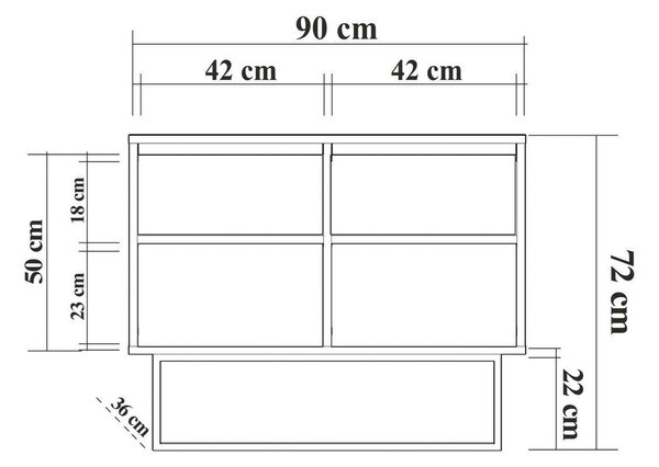 Consolle salotto 90x36x72h cm noce e nero - Credenza Indiano