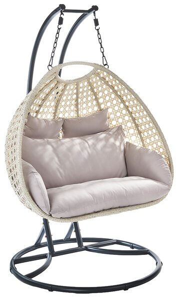 Kobolo Cesto sospeso Poltrona sospesa BIG in polyrattan per due persone, incl. telaio e cuscini | Lettino prendisole Mobili da giardino Mobili da balcone Poltrona lounge Lettino