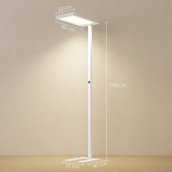 HOMCOM Lampada LED che protegge gli occhi a piantana con telecomando e luminosità regolabile, 60x32x196 cm, Bianco | Aosom Italy