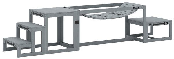 PawHut Set Agility per cani 3 pezzi Attrezzatura Agility con ponte, scala, piattaforma, legno di abete, 117 x 50 x 56 cm, Grigio | Aosom Italy