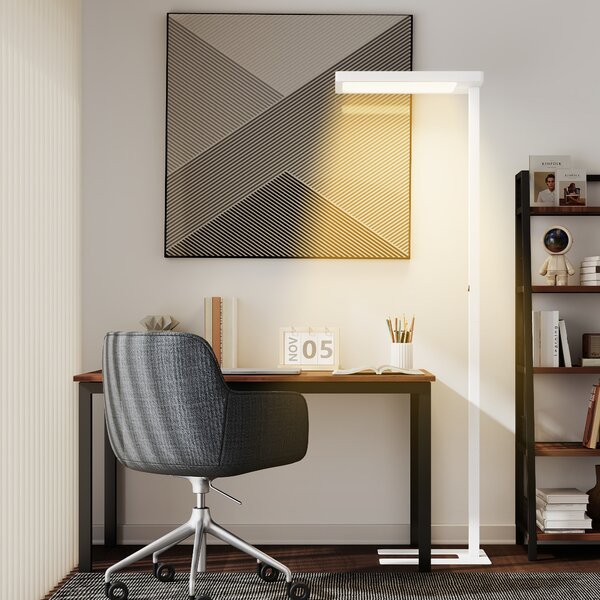 HOMCOM Lampada LED che protegge gli occhi a piantana con telecomando e luminosità regolabile, 60x32x196 cm, Bianco | Aosom Italy