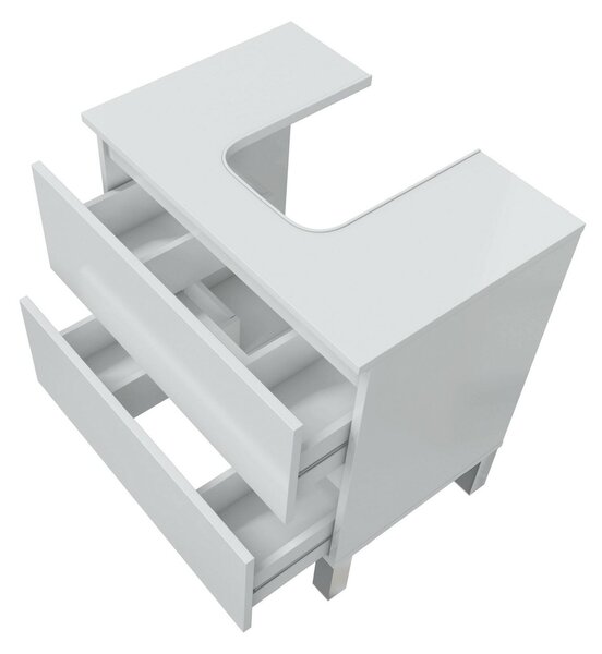 Mobile bagno 2 cassetti 60x40x63h cm bianco lucido - Avola