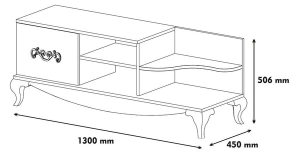 Mobile TV noce e bianco 130x45x50h cm in legno - Assolo