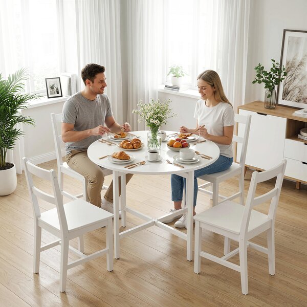 HOMCOM Tavolo da pranzo/cucina pieghevole per 4 persone con 2 ribalte, piedi in acciaio, 80x80x76 cm, bianco | Aosom Italy