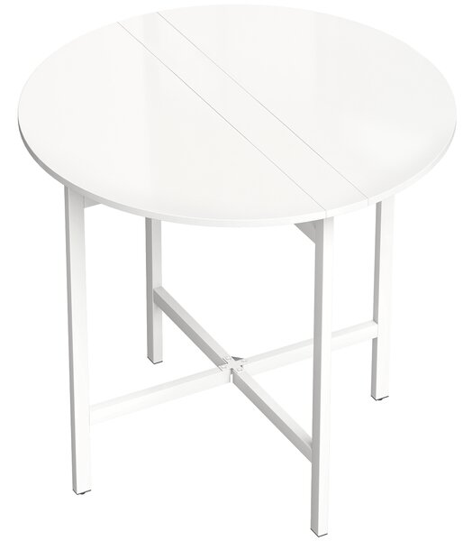 HOMCOM Tavolo da pranzo/cucina pieghevole per 4 persone con 2 ribalte, piedi in acciaio, 80x80x76 cm, bianco | Aosom Italy