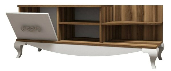 Mobile TV noce e bianco 130x45x50h cm in legno - Assolo
