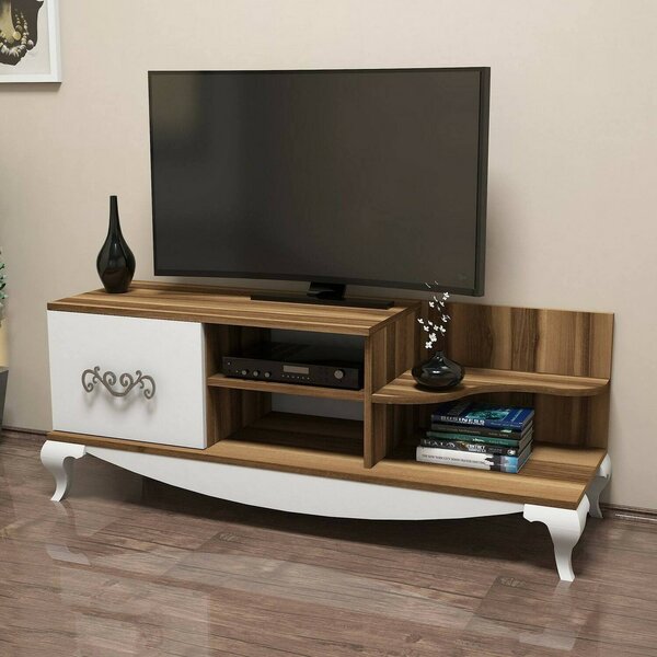 Mobile TV noce e bianco 130x45x50h cm in legno - Assolo
