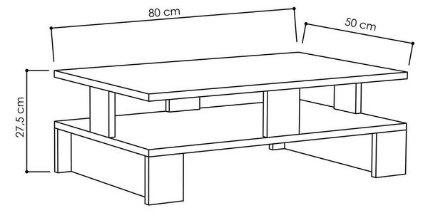 Tavolino da salotto rettangolare quercia 80x50x27h cm - Telescopio